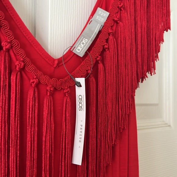 ASOS Red Tassel Off the Shoulder Dress - Picture 4 of 7